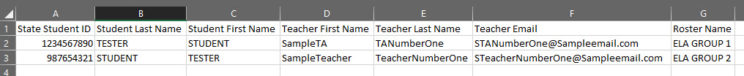 Sample Roster Excerpt